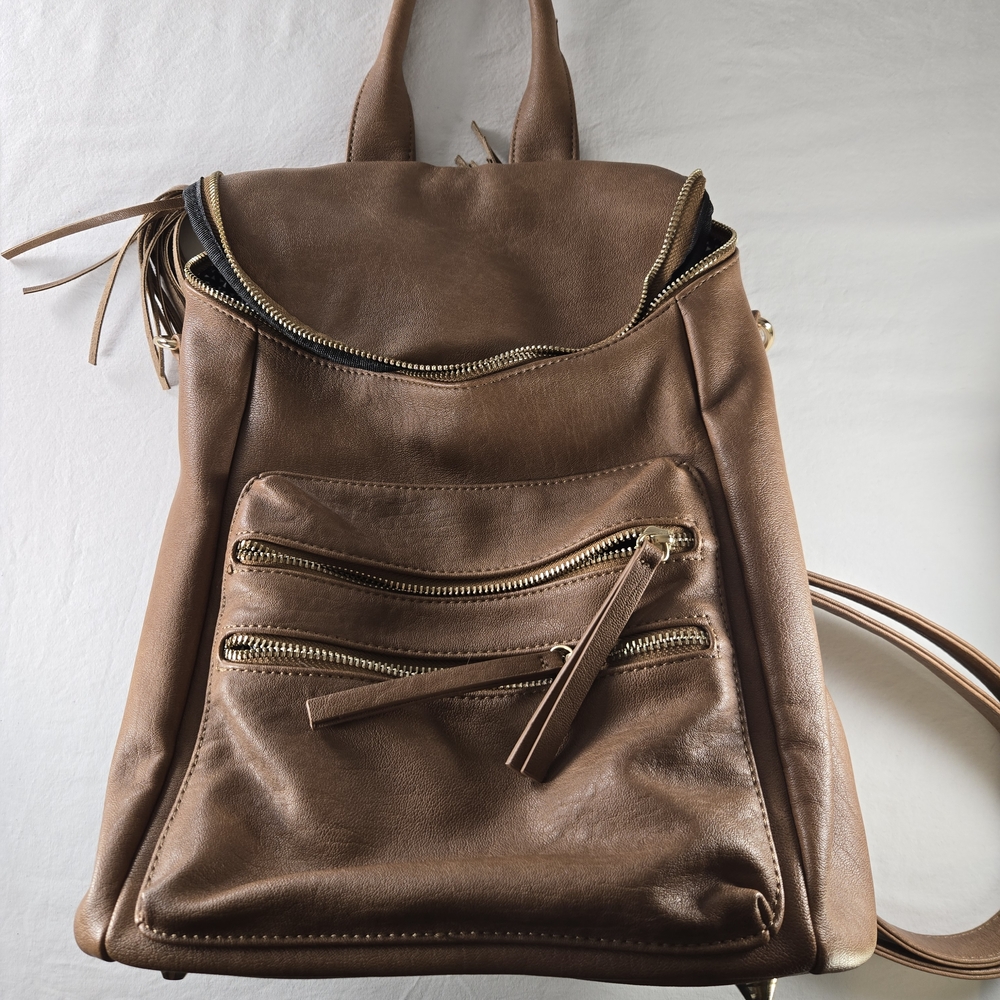 MMS Brown Leather Backpack